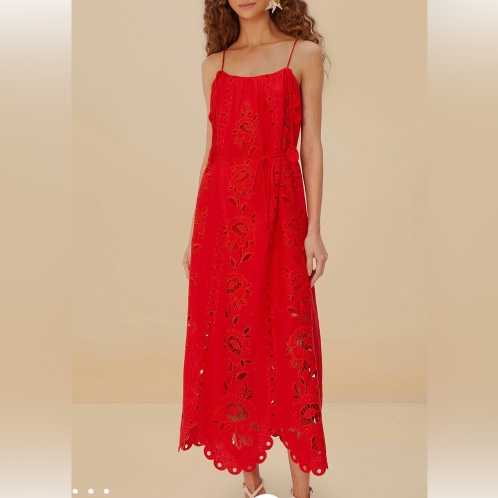 FARM Rio Red Flowers Richelieu Maxi Dress ❤️